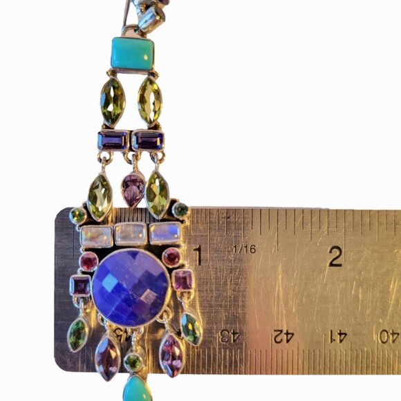 Nicky Butler RAJ Collection Lapis Turquoise Gemstone Drop Earrings New - Picture 7 of 8